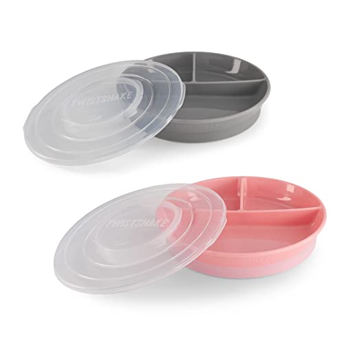 Prato de Alimentação TWISTSHAKE 2X Baby (Plástico - 21.5 x 20 x 6 cm) Twistshake - Pratos - prato alimentação, twistshake 2x baby, plástico, 21.5 x 20 x 6 cm, fecho twistclick, prateleira comida sobrante