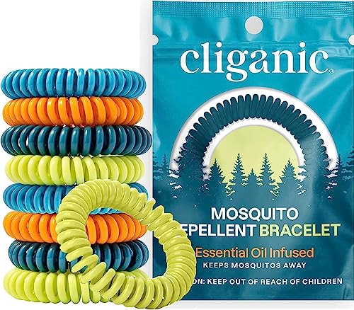 Pulseira Repelente de Insetos 10 Unidades Cliganic - Repelente de insetos para a pele - repelente, insetos, natural, deet livre