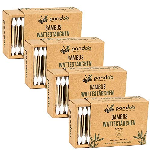 Pandoo 4 Espátulas de Bambu para Bebês pandoo - Hastes de algodão - espátulas, bebés, bambu