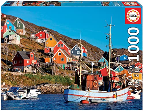 Puzzle 2D JUMBO Nordic Houses (1000 peças) EDUCA - Quebra-cabeças - 1000 peças, casas nórdicas, impressionista, efeito de luz