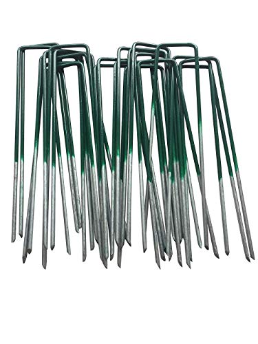 G&B Estacas de relva artificial verde para pinho, relva astro, relva artificial, membrana de malezas, rede de jardim - 15.24x2.9 mm com cabeça plana galvanizada G&B - Jardinagem - verde, pinho, relva astro, membrana de malezas, rede de jardim