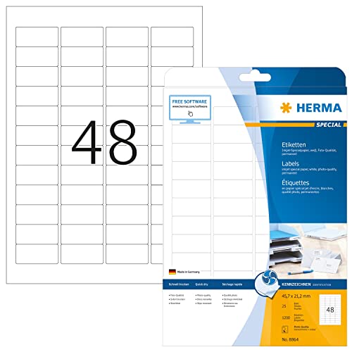 Herma Inkjet labels white 45,7x21,2 InkPrint Special 1200 pcs. HERMA - Papel de impressora e copiadora - preto, hp inkjet, 1200 pcs