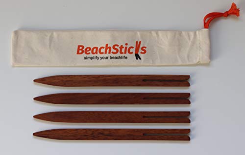 Beachsticks 1.0 Sticks Madeira 2 Unidades BeachSticks - Barras e estacas para tendas - madeira, 4 pinos, fixar pareo, qualidade