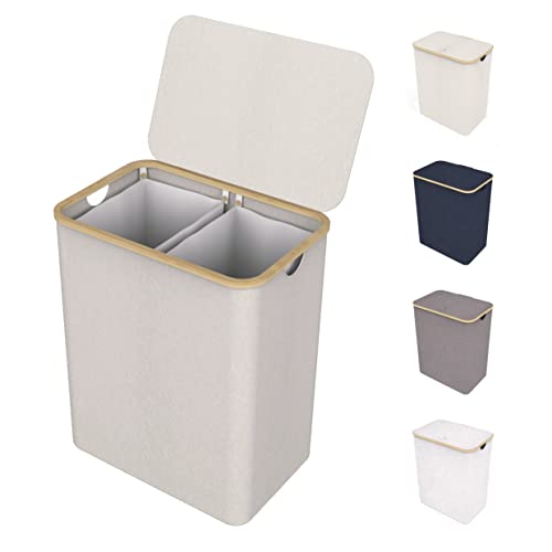 Cesto de Roupa Suja LONBET Bege (150 L) LONBET LTD - Cestos de roupa - 150 L, polipropileno, removível, duas divisões