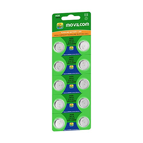Pilha Recarregável MOVILCOM Pilha Botão Ag8 MovilCom - Baterias - 10 mAh, 1,5v, alcalino, preto