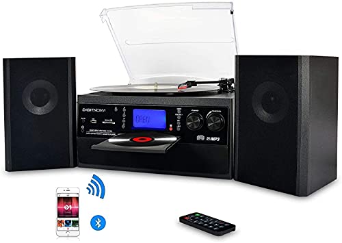 Gira-Discos DIGITNOW DN-TB-01 (Automático - 33 1/3 - 45 - 78) BR - Áudio - rádio FM, rádio am, bluetooth, cd, mp3, usb, leitor de cassetes