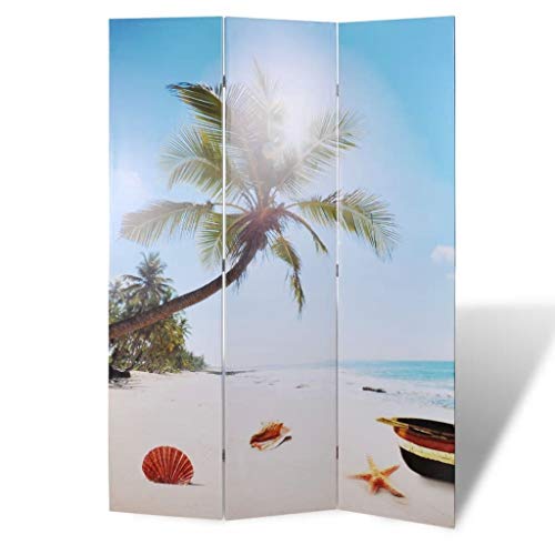 Biombo Dobrável VIDAXL com Estampa de Praia (120x170 cm) vidaXL - Conjuntos de móveis - dobrável, estampa de praia, 120x170 cm