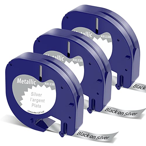Fita para Etiquetadora MARKURLIFE 3x Recarga Compatible com Dymo LetraTag Markurlife (Non-Dymo-Original) - Fitas de etiquetas e recargas - compatível, Dymo LetraTag, preto, prata