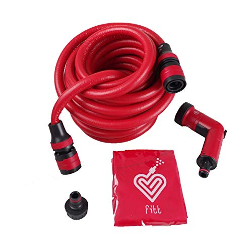 Mangueira de jardim extensível com pistola multi-chuveiro 30m FITT - Mangueiras pneumáticas - mangueira extensível, 30m, pistola multi-chuveiro, empilhador Aquastop