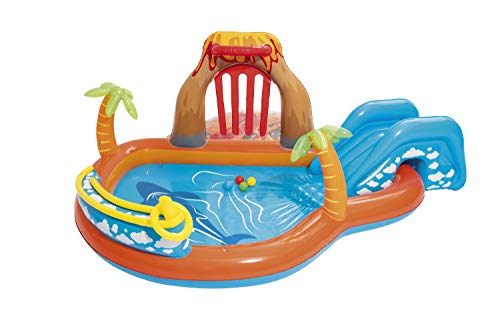 Piscina Insuflável BESTWAY Lagoon (265x265x104cm) Bestway - Equipamento de jogo ao ar livre - piscina insuflável, rampa de bolas, arco de lançamento, rociador de água, colchão de borracha, válvulas de segurança