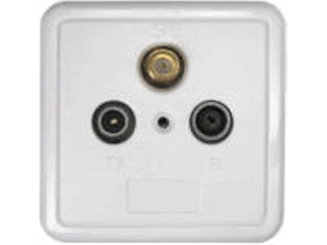 Axing 2-00 Pris de Mur Terminal 3 Sortie TV Sat Radio pour Commutateur Multiple avec Plaque et Cadre Blanc Axing - Tomadas e soquetes de energia - F#, Coax(m)/Coax(f), macho/hembra, dourado