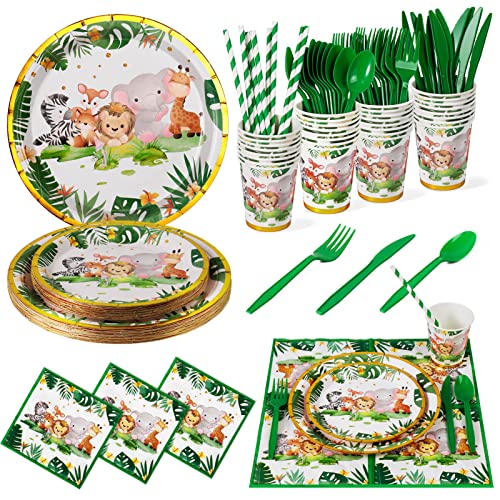 Conjunto de Refeição NKAIso 192 Peças Jungle Party Nkaiso - Kits de festa - conjunto, refeição, nkai, 192 peças, jungle party