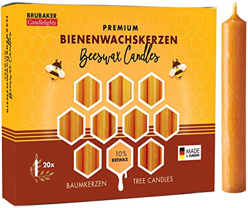 BRUBAKER 100 Pack of Honey Bee Candles 10% Wax Christmas Candles Pyramid Yellow BRUBAKER - Velas - 100 pack, beeswax, christmas, pyramid