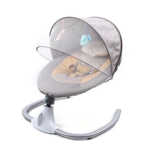 Baloiço Elétrico para Bebé TRIBEAN Cinzento TRIEBAN - Móveis para bebês e crianças pequenas - música incorporada, bluetooth, dobrável, lavável