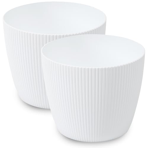 Vaso PECZEKO Mate (Plástico - Branco - 20.5 x 20.5 x 25 cm) PECZEKO - Vasos e canteiros - plástico, branco, 20.5x20.5x25 cm