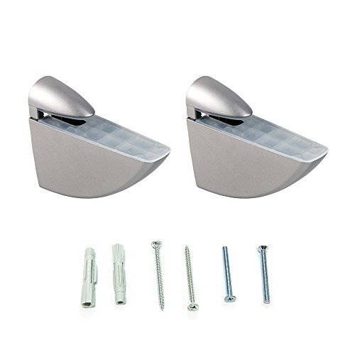 Suporte para Prateleiras, EMUCA, D. 80 Mm, Plástico e Zinco, Cinzento, 2 Ud. Emuca - Suportes e barras de reforço - suporte, prateleira, emuca, plástico, zinco, cinzento
