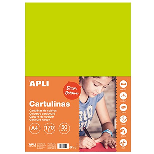 Papel de Impressão APLI 14249 (A4 - Verde) APLI - Papel de arte e artesanato - 170g/m², a4, verde, 50 folhas