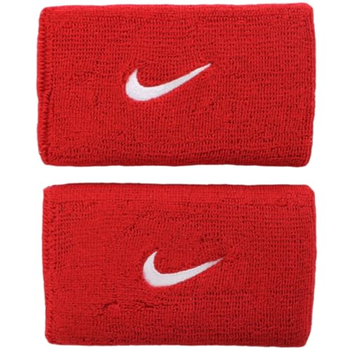 Nike Swoosh Doublewide Wristbands Bandage Homme Unisexe Taille Unique (Accessoire sportif) NIKR1|#Nike - Pulseiras de pulso - elástico, tamanho único, compatível Nike
