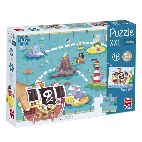 Puzzle 2D JUMBO Pirates XXL (Idade Mínima: 6 Anos - 2000 Peças) Goula - Quebra-cabeças de encaixar - 2000 peças, cartão, piratas, 4 partes, barco pirata