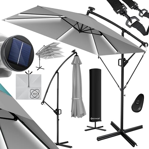 Guarda-Sol KESSER (Bege - Alumínio - 250x250 cm) KESSER - Móveis de exterior - 250x250 cm, 24,5 cm, 24 LEDs, energia solar