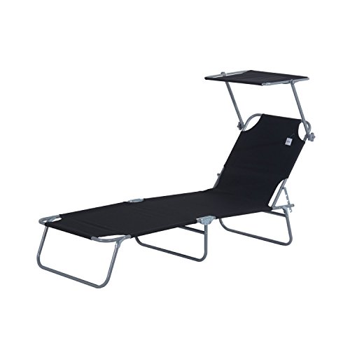 Espreguiçadeira de Jardim Outsunny | Preto (Cama e Móveis) Outsunny - Móveis de exterior - jardim, preto