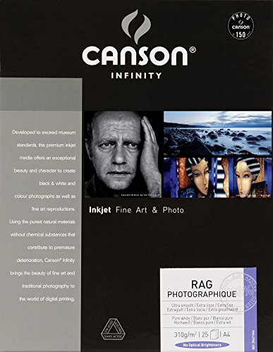 Papel Fotográfico Canson Infinity Rag Photographique 310 Canson Infinity - Papel de impressora e copiadora - 310 g/m², a4, suportes 25