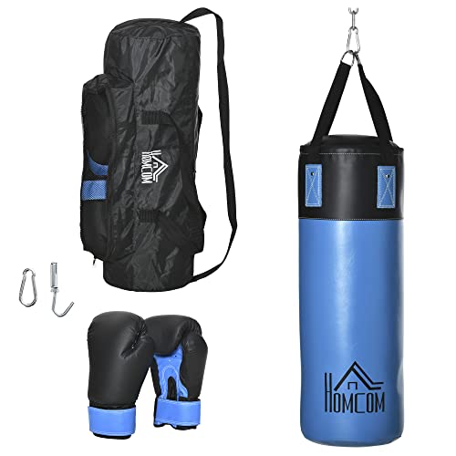 Saco de Boxe HOMCOM | Ø25x102cm - Azul (Fitness, Cardio e Musculação) HOMCOM - Equipamento de proteção para boxe e artes marciais - saco, boxe, homcom, azul, fitness