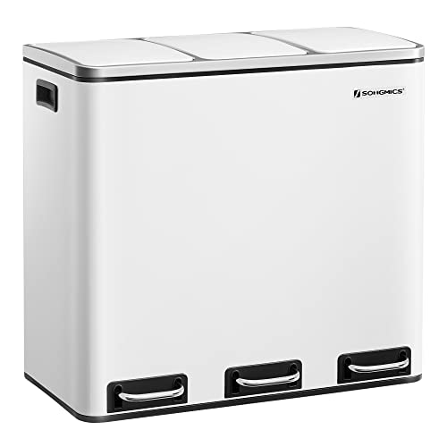 Caixa de Lixo SONGMICS Branco (18L - Aço) SONGMICS - Acessórios de contenção de resíduos - 1,8 litros, aço inoxidável, branco, resistente à corrosão