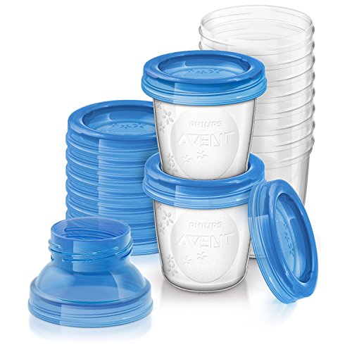 Conjunto de recipientes de conservação PHILIPS AVENT (Recondicionado Como Novo) PHILIPS AVENT - Recipientes de armazenamento de leite materno - recondicionado, antiderrapante, plástico, branco