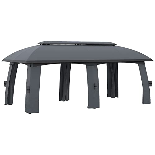 Pérgula Outsunny | 300 x 600 x 278 cm - Cinzento Escuro/Cinzento de Carvão Outsunny - Móveis de exterior - pérgula, outsunny, 300x600x278cm, cinzento escuro, cinzento carvão