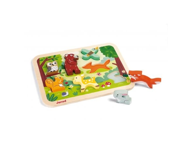 Puzzle 2D JUMBO Chunky Forest (Idade Mínima: 2) Janod - Quebra-cabeças de madeira e com pinos - 2d, jumbo, chunky, selva, madeira