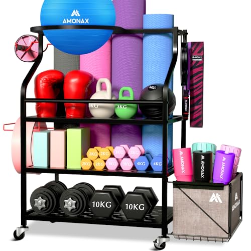 Suporte para Barra de Musculação AMONAX Amonax - Racks de armazenamento de pesos livres - kettlebell, mancuernas, home gym, arrumação