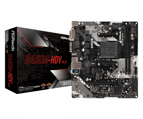 Motherboard ASROCK B450M-HDV R4.0 (Socket AM4 - AMD B450 - Micro-ATX) Asrock - Placas-mãe - ASRock, b450m-hdv r4.0, socket am4, amd b450, Micro-ATX