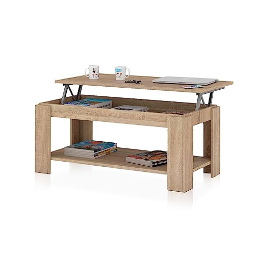 Mesa de Centro FORES Elevatória (Castanho - Aglomerado e Madeira - 100x50x43-54cm) FORES - Mesas de centro - elevatória, aglomerado, madeira, castanho