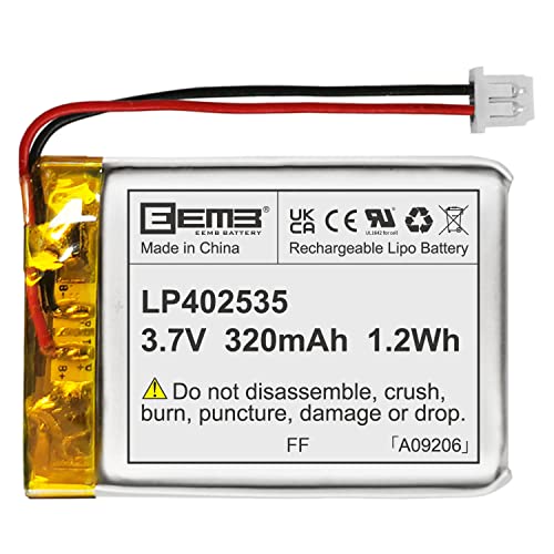 Bateria EEMB 3.7V 320mAh 402535 (Acessório Imagem e Som) EEMB - Baterias - 320mAh, 3.7V, ião-lítio, preto