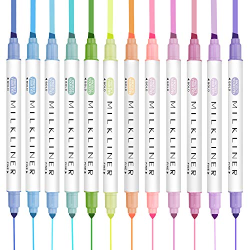 Marcador EOOUIPOO Pastel (Multicor - Ponta Dupla) EooUooIP - Marcadores e marcadores de texto - ponta dupla, tinta à base de água, cores pastel