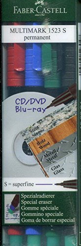 Marcador FABER-CASTELL Multimark Permanent Faber-Castell - Marcadores e marcadores de texto - tinta permanente, superfícies variadas, mini marcador, borracha