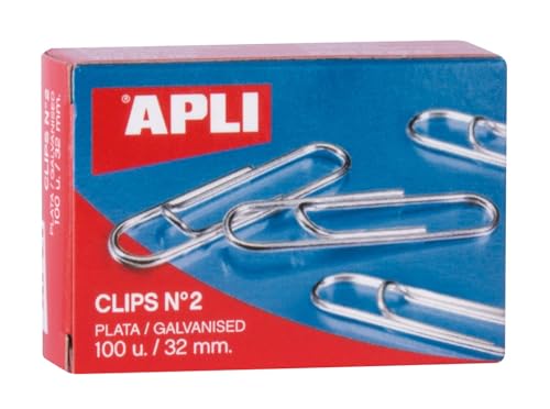 Apli 11714 Clip Galvanizado Nº 2 32 Mm 100 U APLI - Clipes de papel e grampos - galvanizado, 3,2 mm, 100 unidades