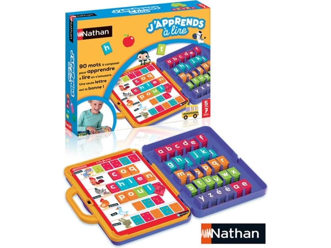 Jogo Educativo JUMBO Nathan J'apprends à Lire (Idade Mínima Recomendada: 3 anos) NATHAN - Brinquedos - letras, vogais, sons, 90 cartões