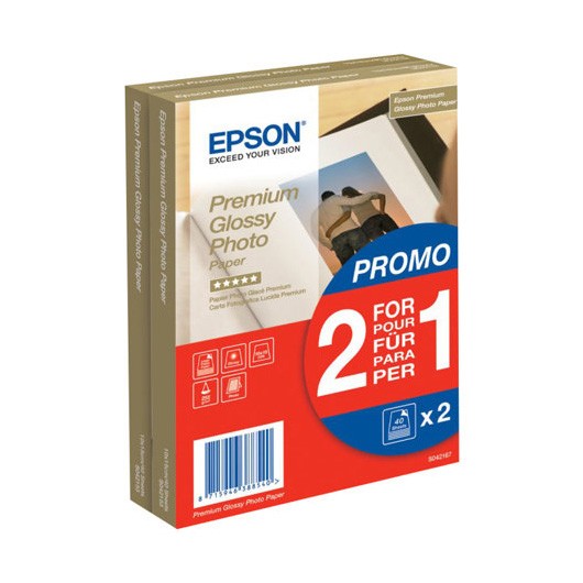 Papel Fotográfico EPSON 10X15, 2X40 Folhas Epson - Papel de impressora e copiadora - 10x15, 2x40 folhas, superfície brilhante, resina