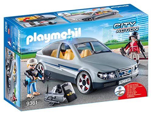 Playmobil City Action 9361 Carro Civil da Força Especial PLAYMOBIL - Conjuntos de brinquedos - polícia, luzes intermitentes, pilhas AAA, suporte para carregador