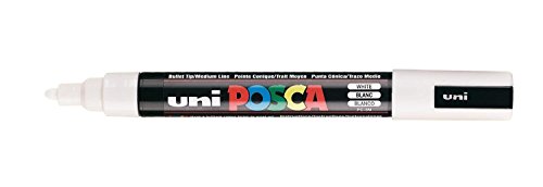 Marcador POSCA PC5M Branco (Ponta Média - 1.8 a 2.5mm) UNI-BALL - Marcadores de texto - tinta pigmentada, ponta média, esvanece pouco