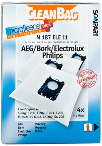 Saco de Aspirador SCANPART M187 ELE 11 (Compatibilidade: Electrolux) Scanpart - Acessórios de aspirador - ELECTROLUX, 4 peças, 5 sacos pó