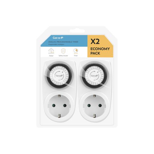Temporizador GARZA POWER Mini Branco (2 Unidades) Garza - Tomadas e soquetes de energia - temporizador, mini, programação, proteção infantil