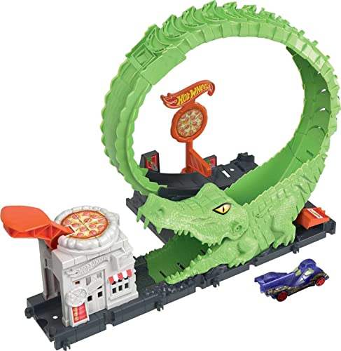 Pista HOT WHEELS City Ataque do Crocodilo (Idade Mínima: 3) Hot Wheels - Brinquedos - pista, Hot Wheels, cidade, ataque, caimão, carros