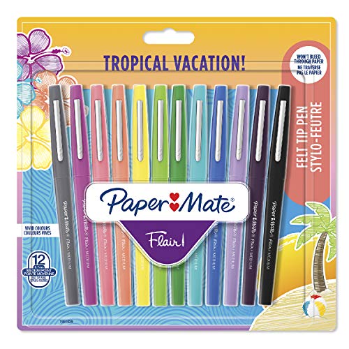Esferográfica Rollerball Papermate Ballpoint Fine 0.7mm Paper Mate - Canetas - 0.7mm, traço fino, 12 cores, ponta de fibra