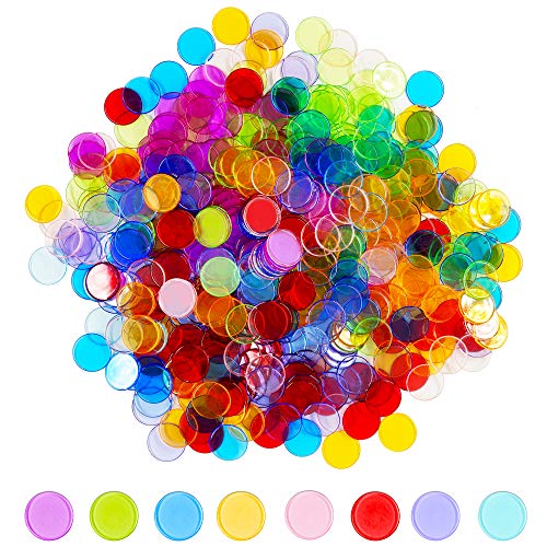 Ficha de Plástico Transparente 8 Cores 1,9 Cm Diâmetro HEBAYY Hebayy - Jogos - transparente, 8 cores, 19 cm
