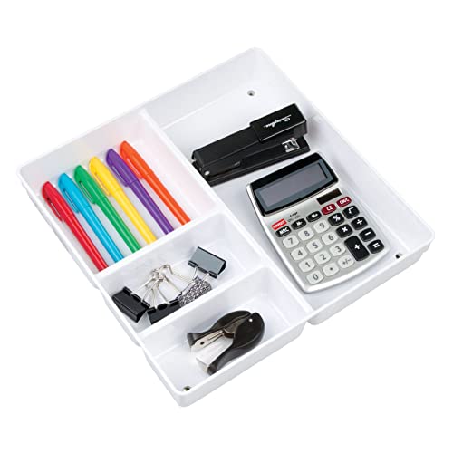 Organizador de Secretária MDESIGN 4 Compartimentos MetroDecor - Organizadores de mesa - 4 compartimentos, plástico, branco, 30,5x30,5x5,7 cm