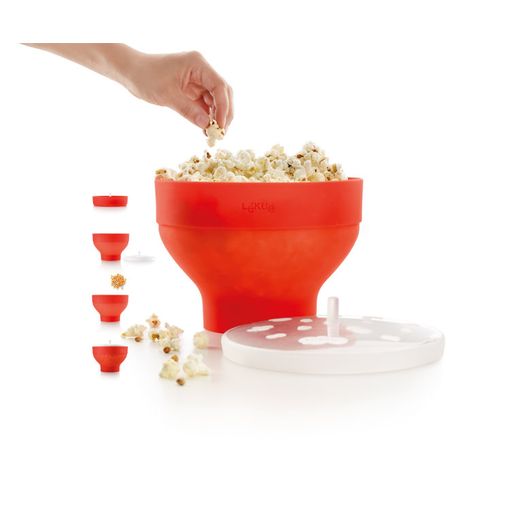 Taça de silicone para micro-ondas LÉKUÉ para pipocas - vermelho Lékué - Máquinas de pipocas - silicone, micro-ondas, pipocas, vermelho