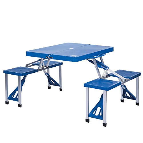 Conjunto de Mesa e Cadeiras AKTIVE Dobrável (Azul - Alumínio) AKTIVE - Móveis de exterior - dobrável, azul, alumínio